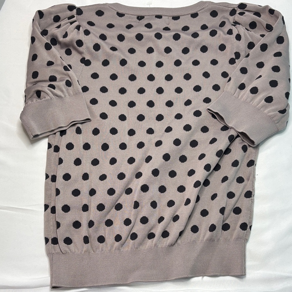 Philosophy Grey Crewneck Sweater with Black Polka Dots and Puff Sleeves - Picture 5 of 6